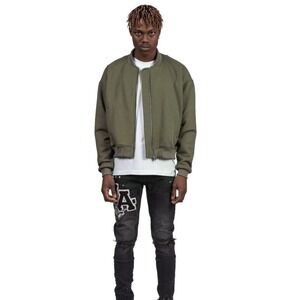 Reputation Studios Boxy Bomber Jacket Mens 2 Olive Green Streetwear Minimalist